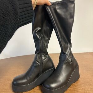 Black Knee-High Platform Boots